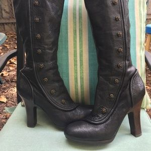 FRYE black leather platform knee high boot
